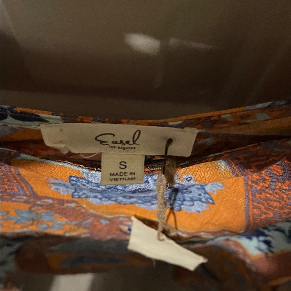 Bohemian Patchwork Blouse in Orange and Blue - Picture 3 of 9